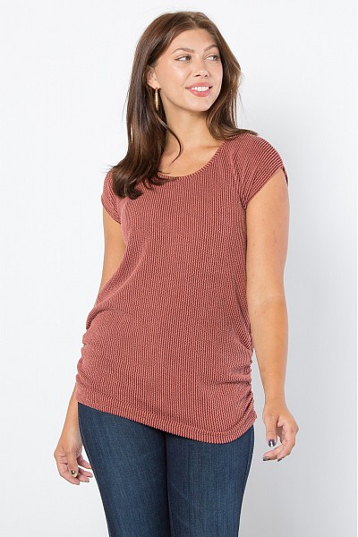 PT11591 URBAN RIB SIDE SHIRRED TOP